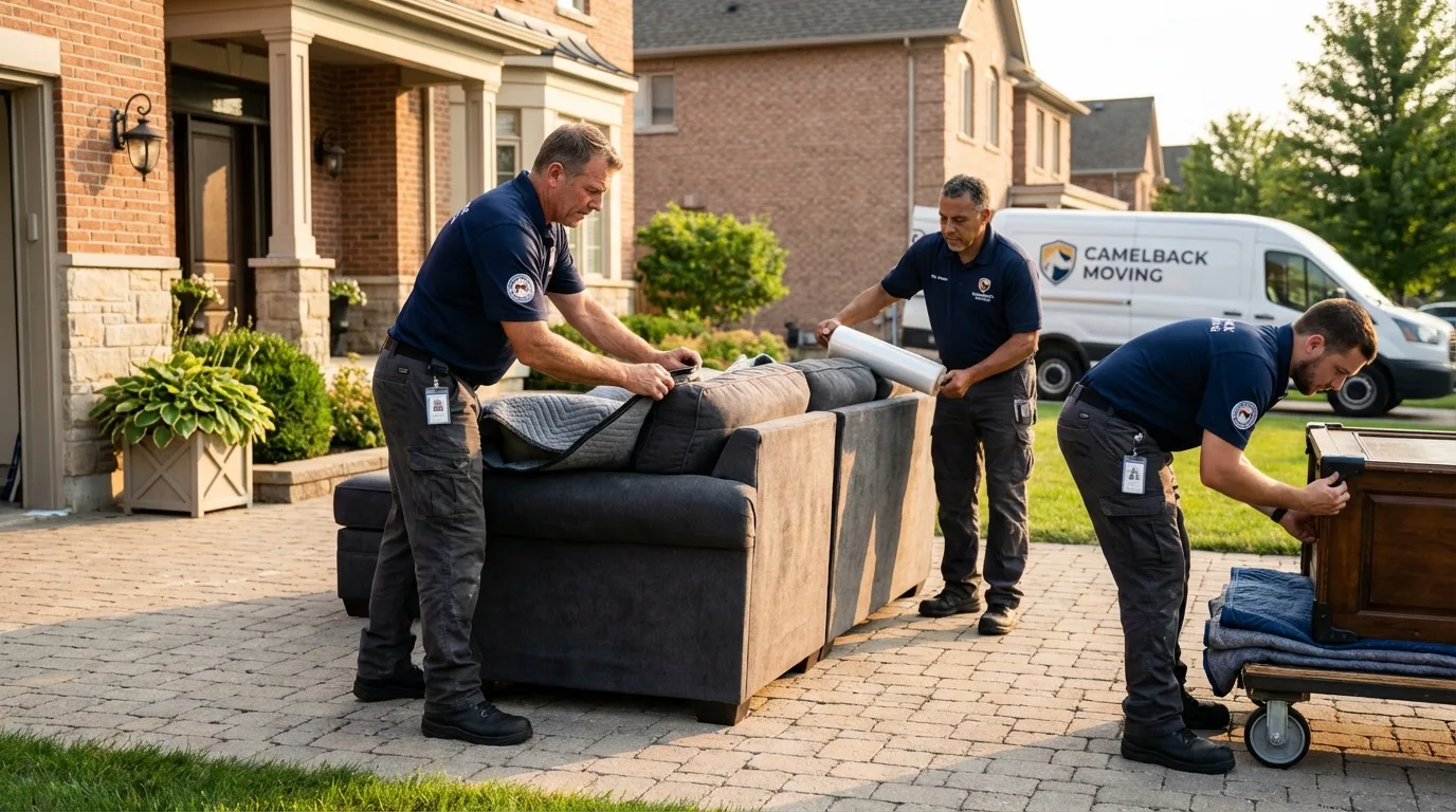 Large estate moving crew wrapping furniture in The Villages, FL