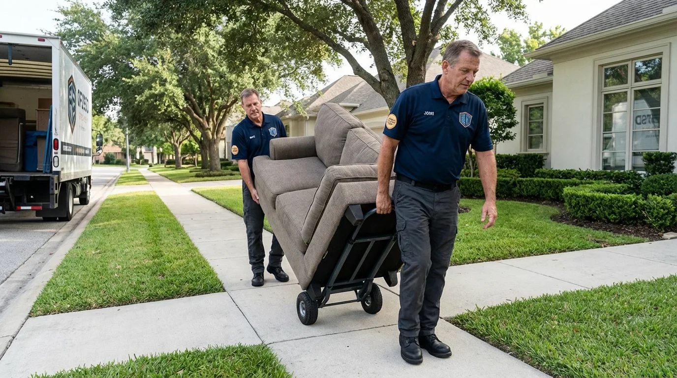 Local residential moving crew loading furniture in The Villages, FL